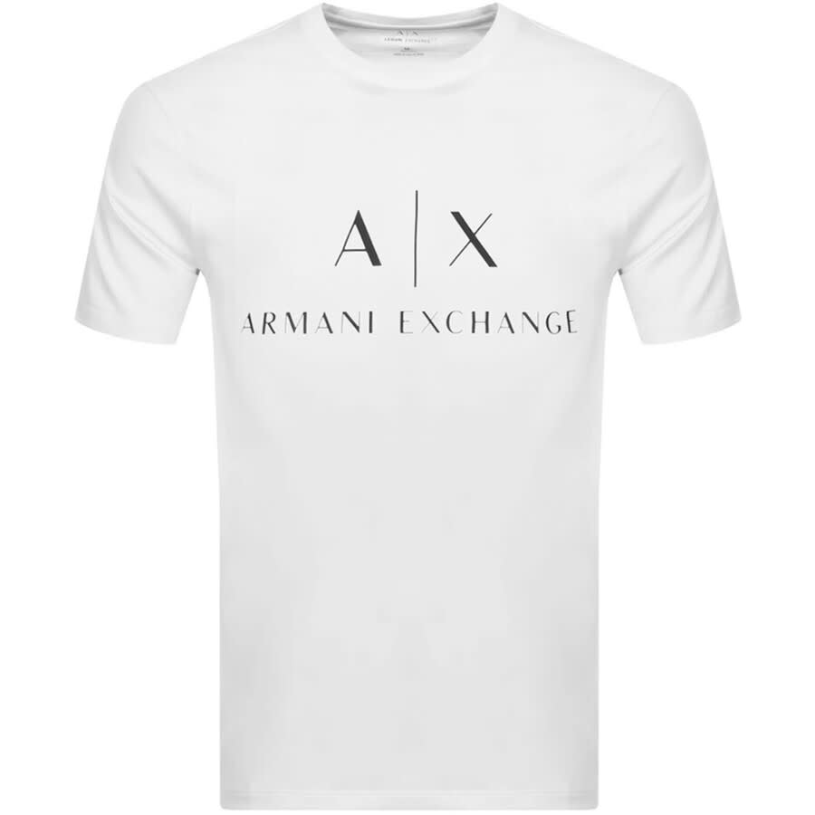 Armani Exchange Slim Crew Neck Logo T Shirt White | Mainline Menswear Sweden