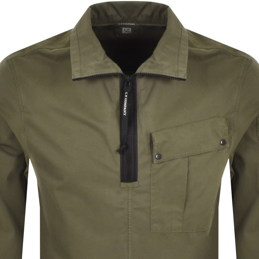 Alternative Image for ProductCP Company Long Sleeved Half Zip Overshirt Khaki2