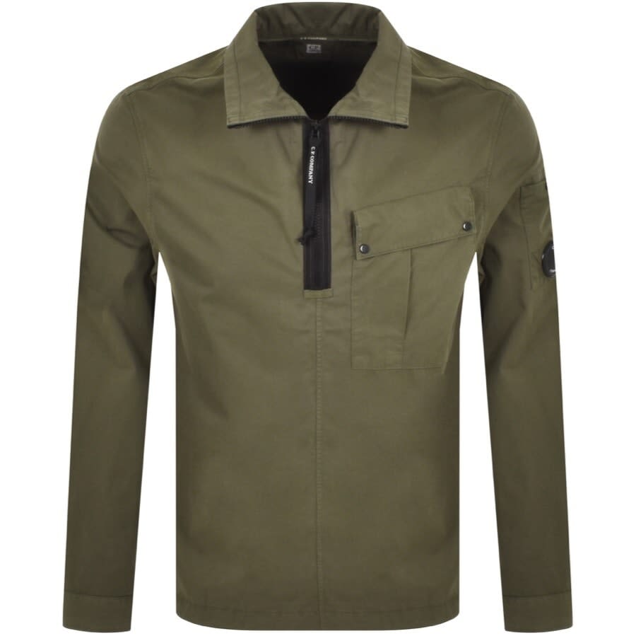 Alternative Image for ProductCP Company Long Sleeved Half Zip Overshirt Khaki1
