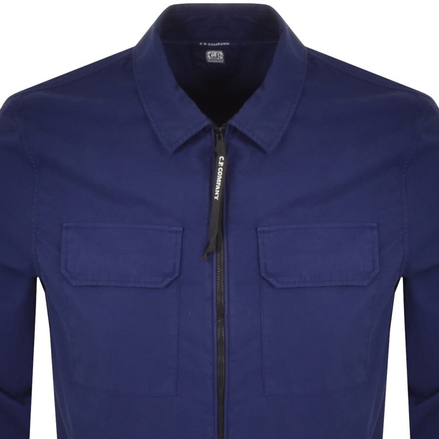 Alternative Image for ProductCP Company Long Sleeved Full Zip Overshirt Blue2