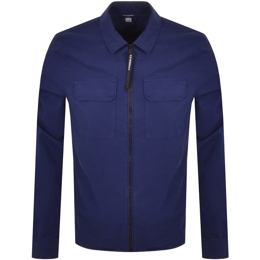 Alternative Image for ProductCP Company Long Sleeved Full Zip Overshirt Blue1