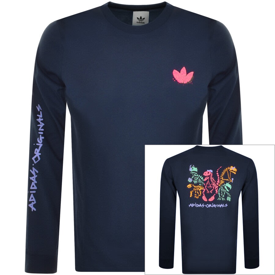 Alternative Image for Productadidas Originals Long Sleeve T Shirt Navy1