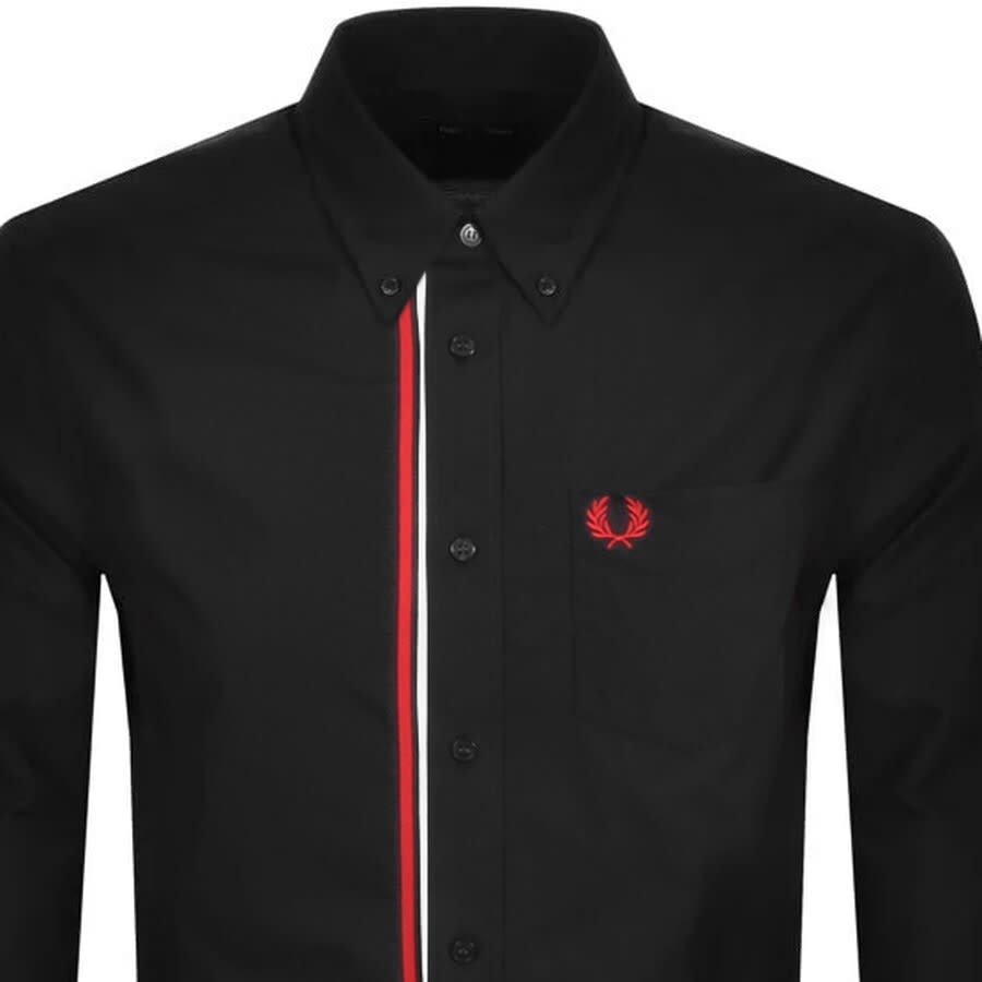 Alternative Image for ProductFred Perry Long Sleeved Taped Placket Shirt Black2