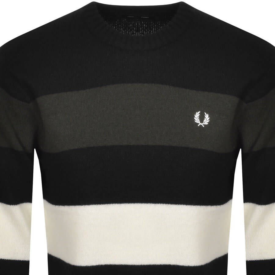 Alternative Image for ProductFred Perry Crew Neck Striped Knit Jumper Black2
