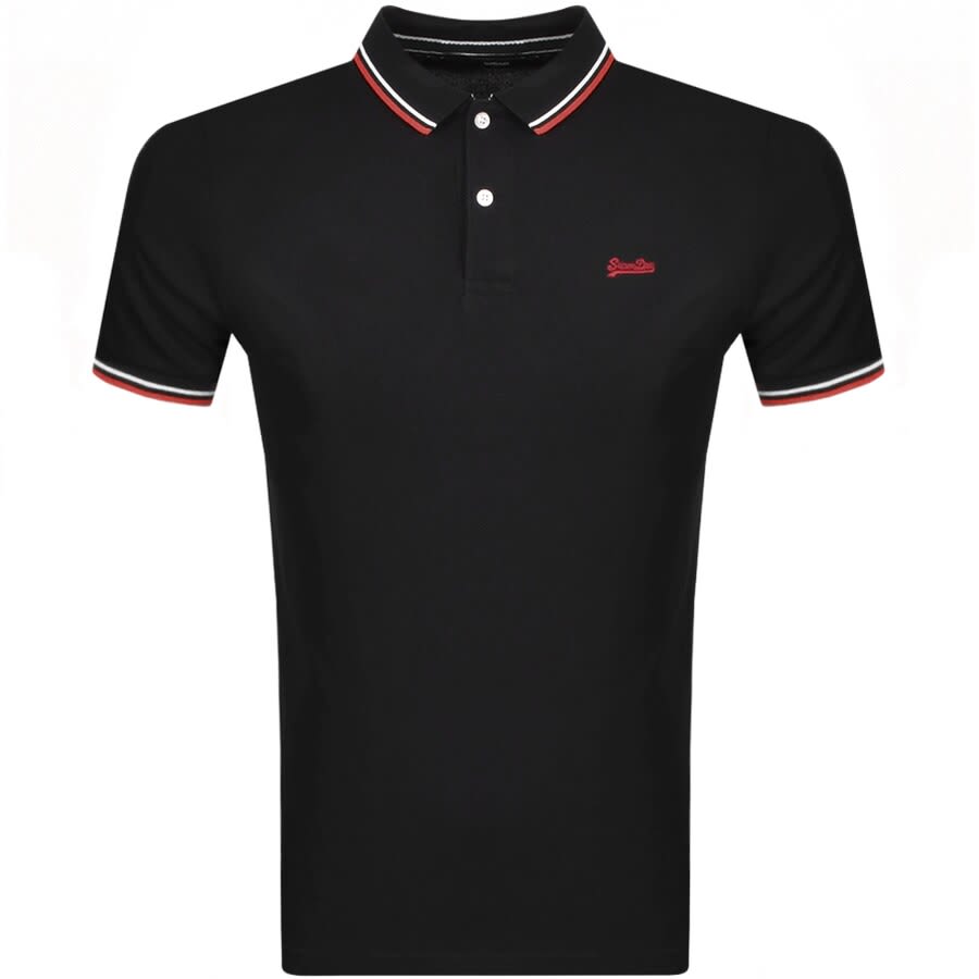 Alternative Image for ProductSuperdry Short Sleeved Pique Polo T Shirt Black1