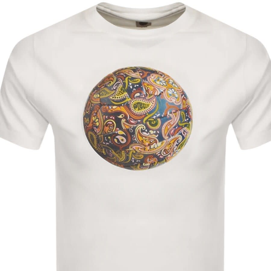 Alternative Image for ProductPretty Green Paisley Football Logo T Shirt White2