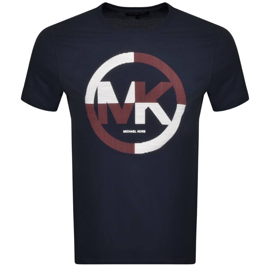 Alternative Image for ProductMichael Kors Short Sleeve Stripe Logo T Shirt Navy1