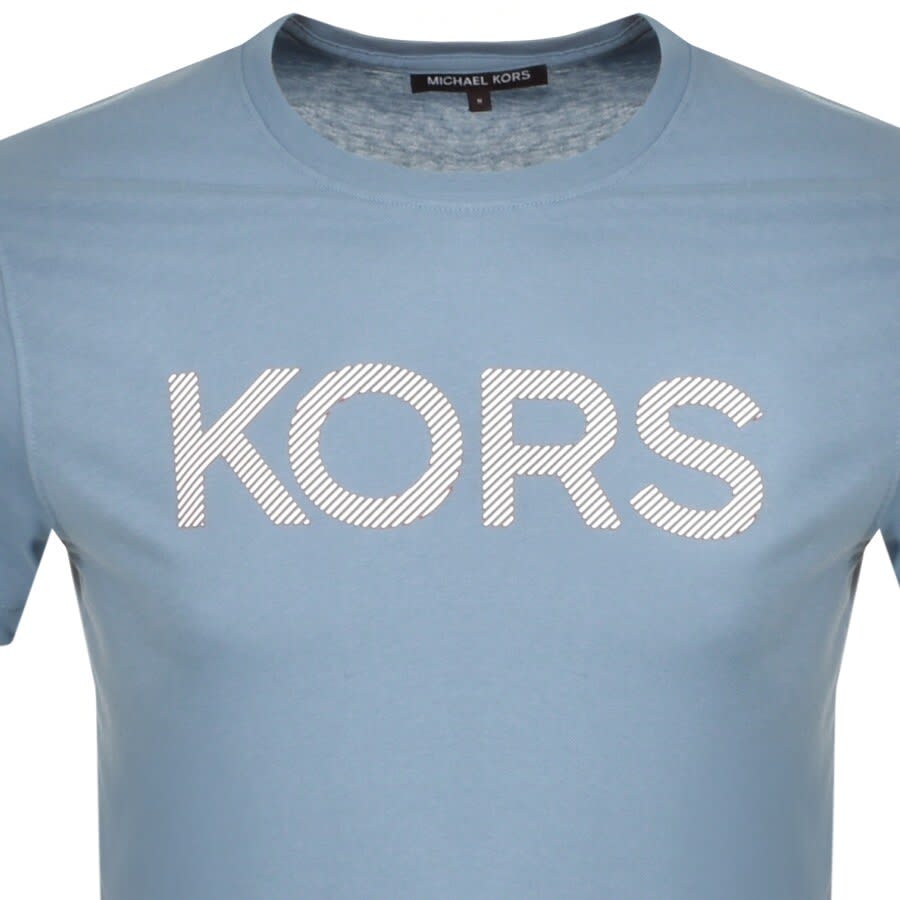 Alternative Image for ProductMichael Kors Short Sleeve Striped Logo T Shirt Blu3