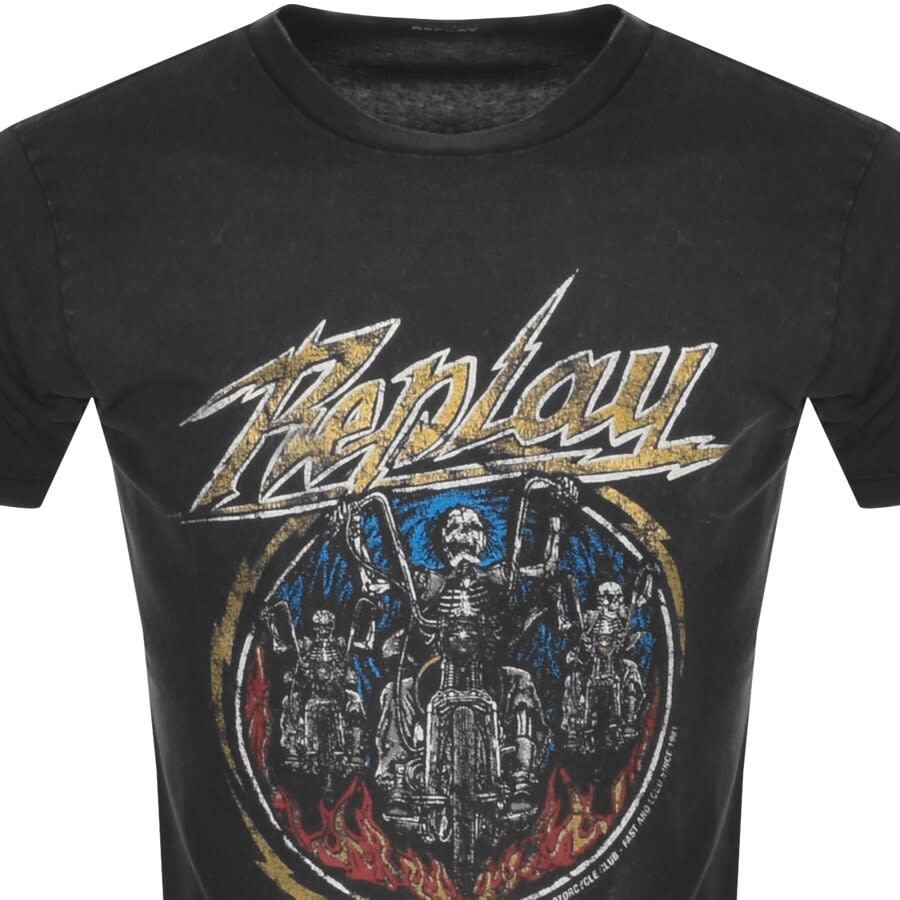 Alternative Image for ProductReplay Logo Crew Neck T Shirt Black2