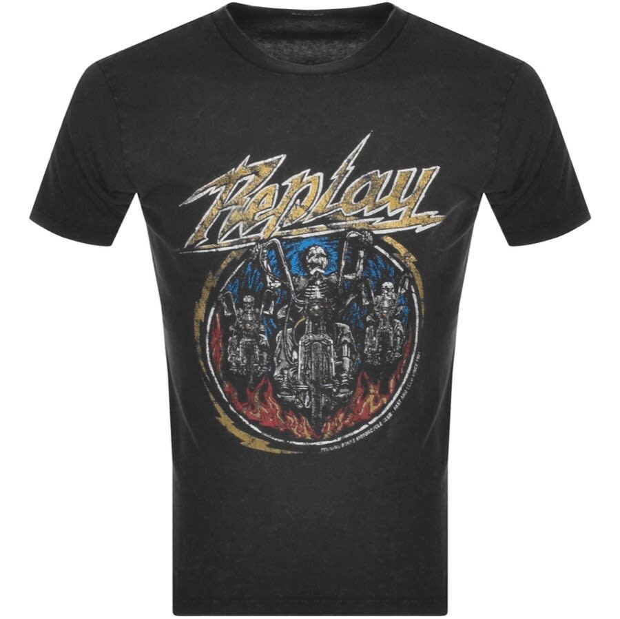 Alternative Image for ProductReplay Logo Crew Neck T Shirt Black1