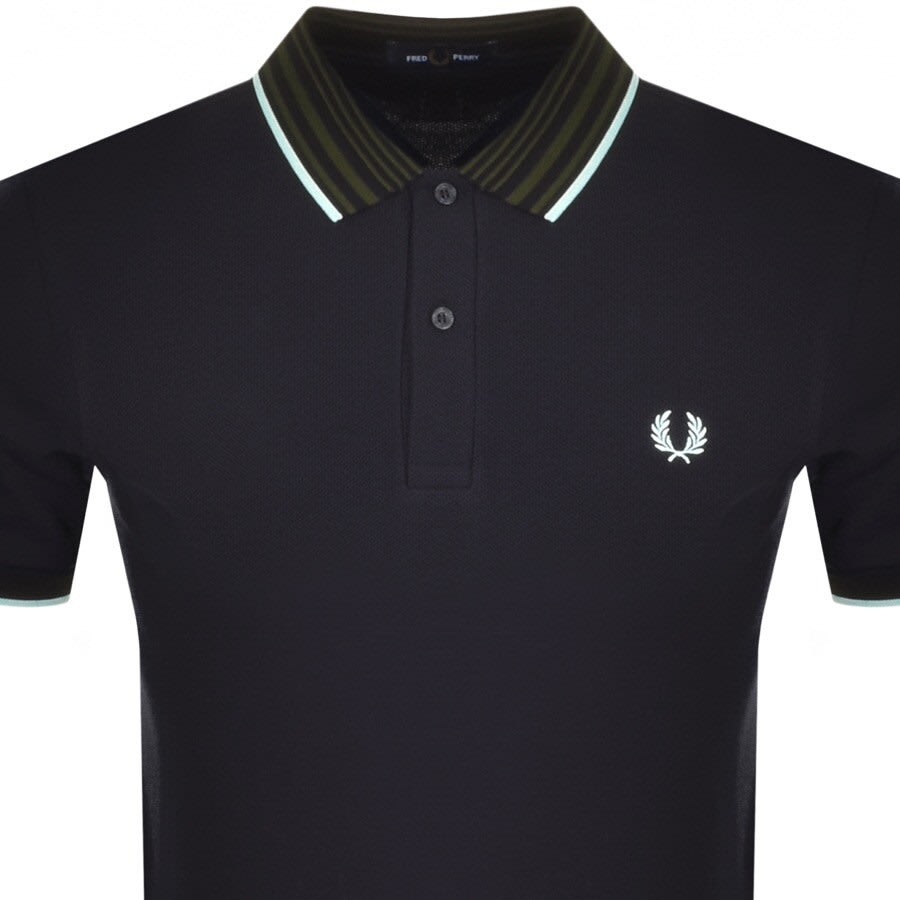 Alternative Image for ProductFred Perry Striped Collar Polo T Shirt Navy2