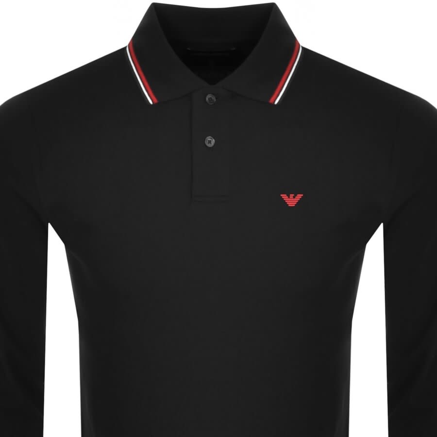 Alternative Image for ProductEmporio Armani Long Sleeved Polo T Shirt Black2