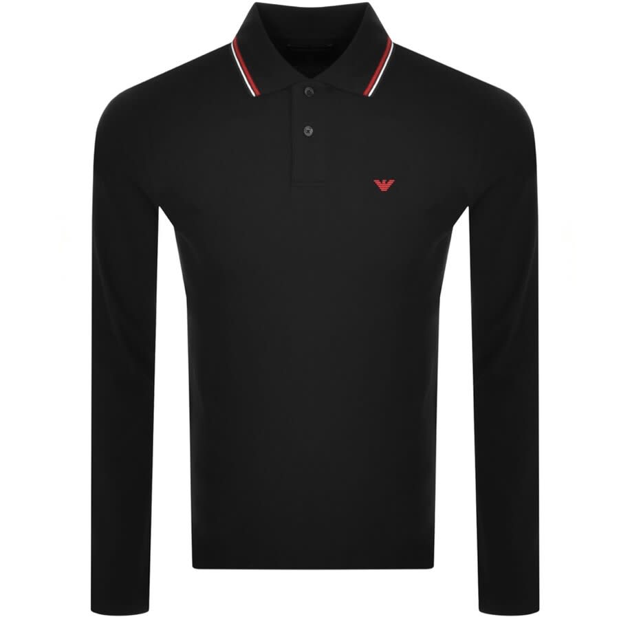 Alternative Image for ProductEmporio Armani Long Sleeved Polo T Shirt Black1