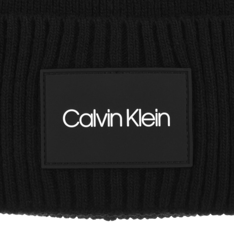 Alternative Image for ProductCalvin Klein Patch Ribbed Beanie Hat Black3