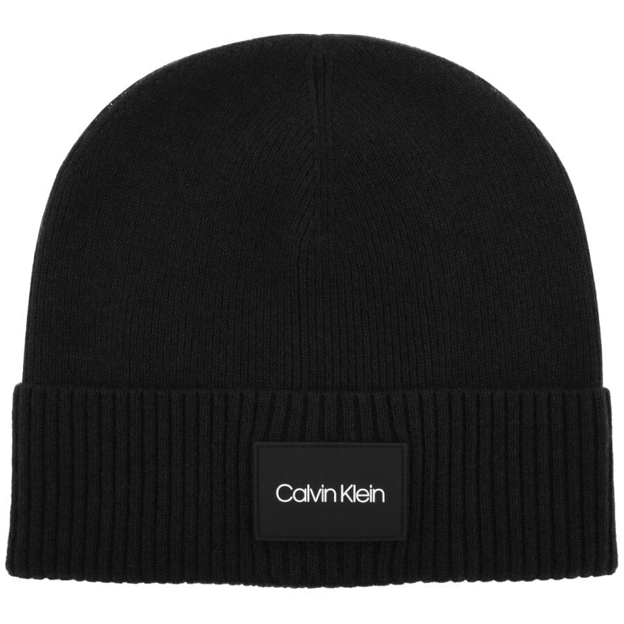 Alternative Image for ProductCalvin Klein Patch Ribbed Beanie Hat Black1