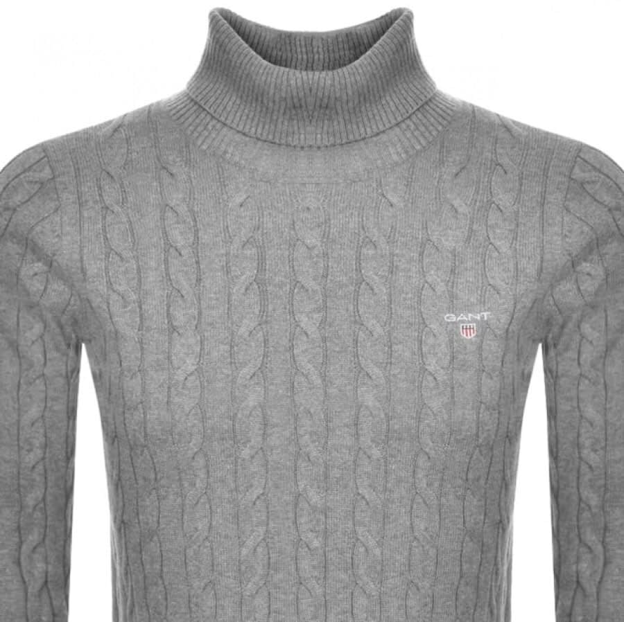 Alternative Image for ProductGant Roll Neck Cable Knit Jumper Grey2