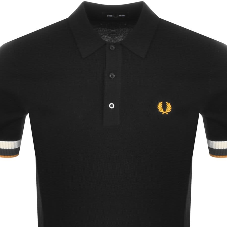 Alternative Image for ProductFred Perry Striped Cuff Polo T Shirt Black2