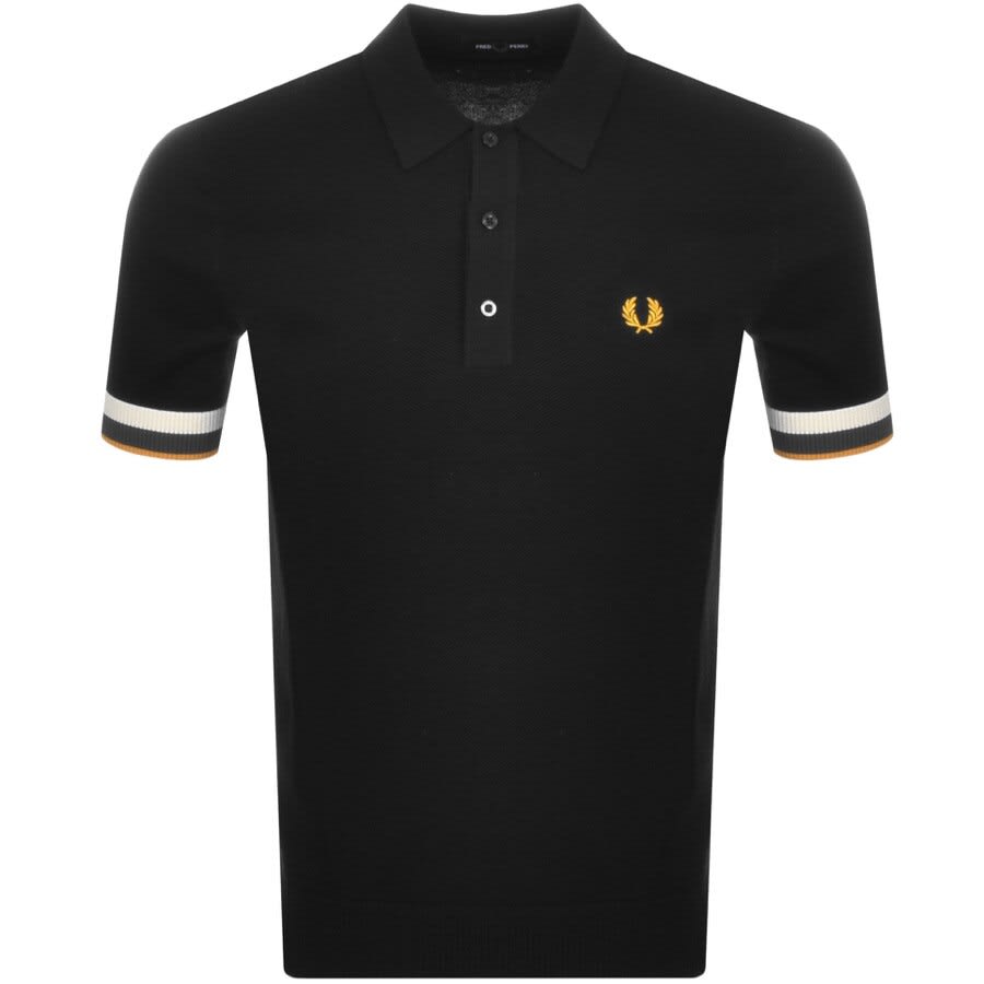 Alternative Image for ProductFred Perry Striped Cuff Polo T Shirt Black1