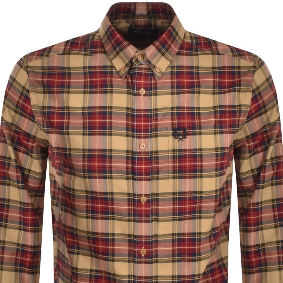 Alternative Image for ProductFred Perry Tartan Long Sleeved Shirt Beige2