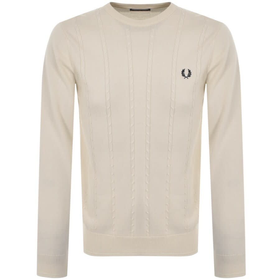 Alternative Image for ProductFred Perry Crew Neck Cable Knit Jumper Cream1