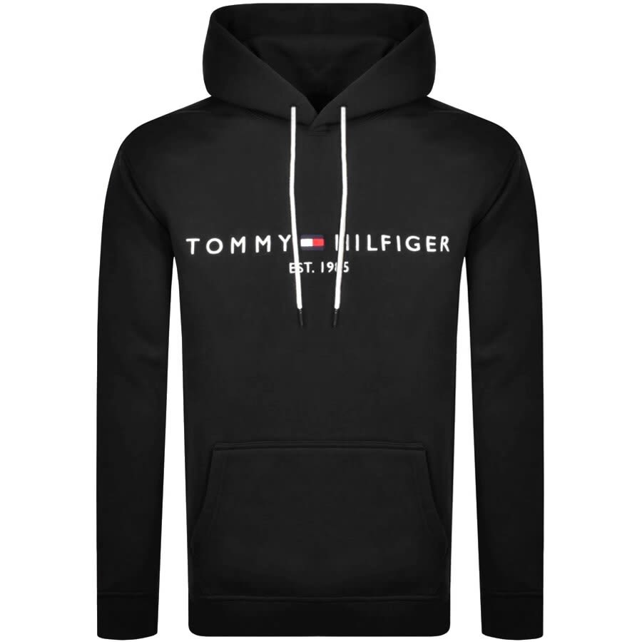 Tommy Hilfiger Logo Pullover Hoodie Black | Mainline Menswear United States