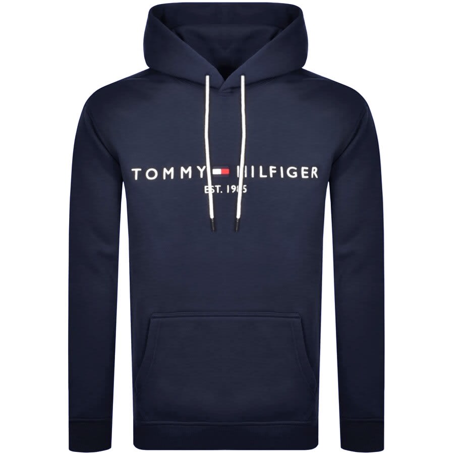 Tommy Hilfiger Logo Pullover Hoodie Navy | Mainline Menswear