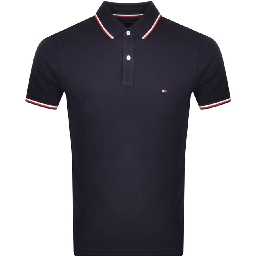 Tommy Hilfiger Tipped Slim Fit Polo T Shirt Navy | Mainline Menswear States