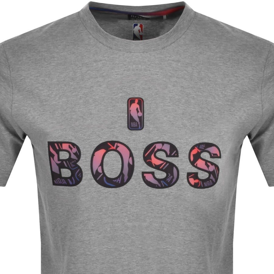 Alternative Image for ProductBOSS X NBA T Basket 2 Logo T Shirt Grey2