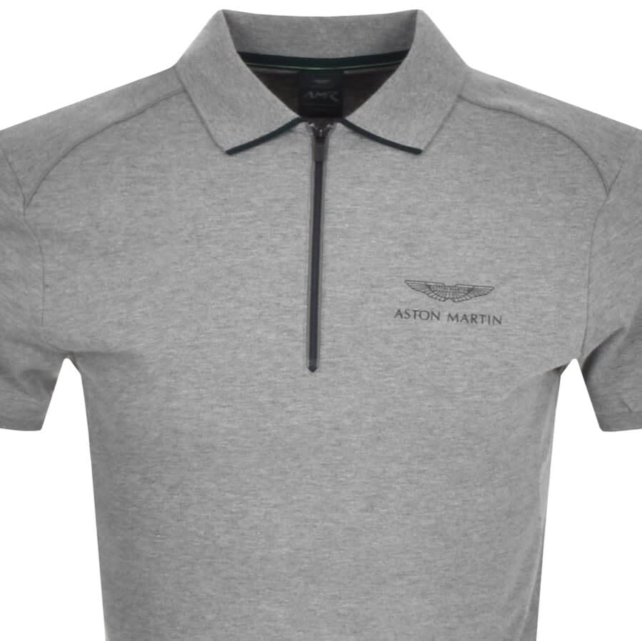 Alternative Image for ProductHackett Half Zip Slim Polo T Shirt Grey2