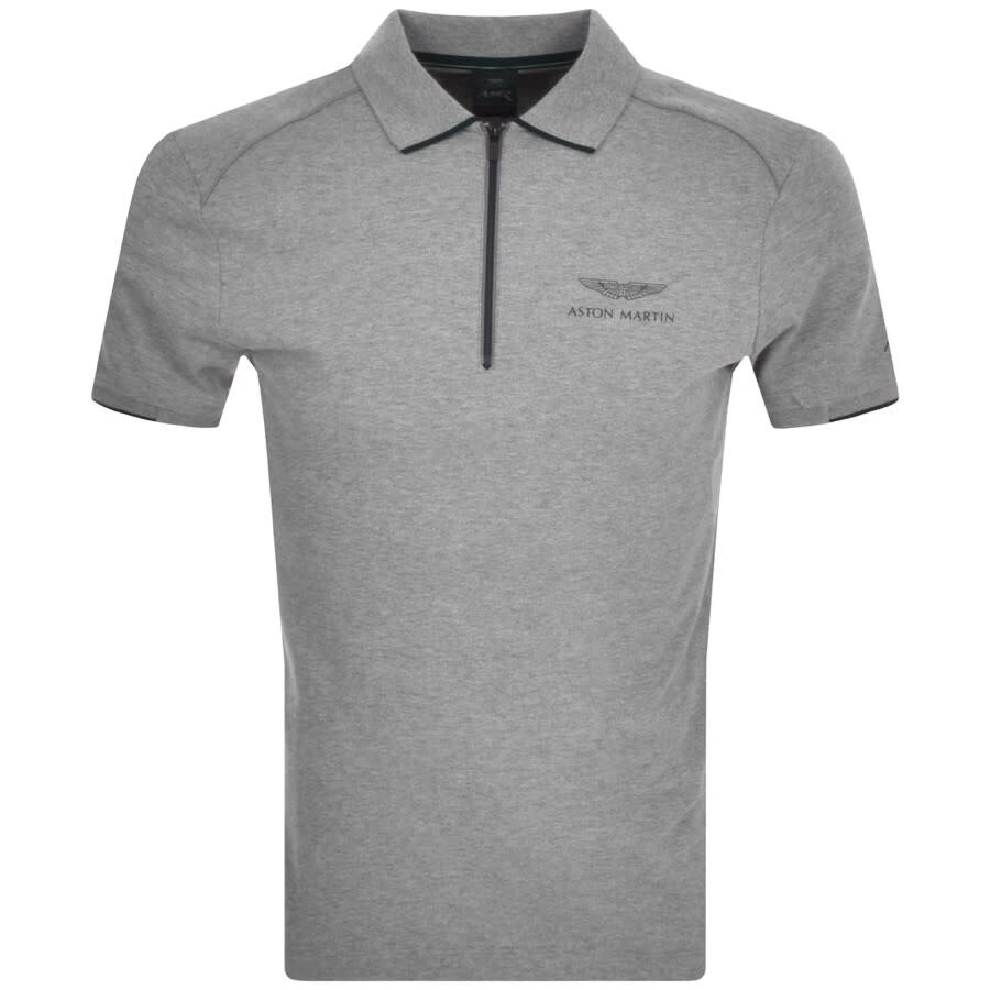 Alternative Image for ProductHackett Half Zip Slim Polo T Shirt Grey1