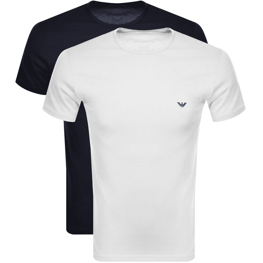 Emporio Armani 2 Pack Lounge T Shirts White | Mainline Menswear Sweden