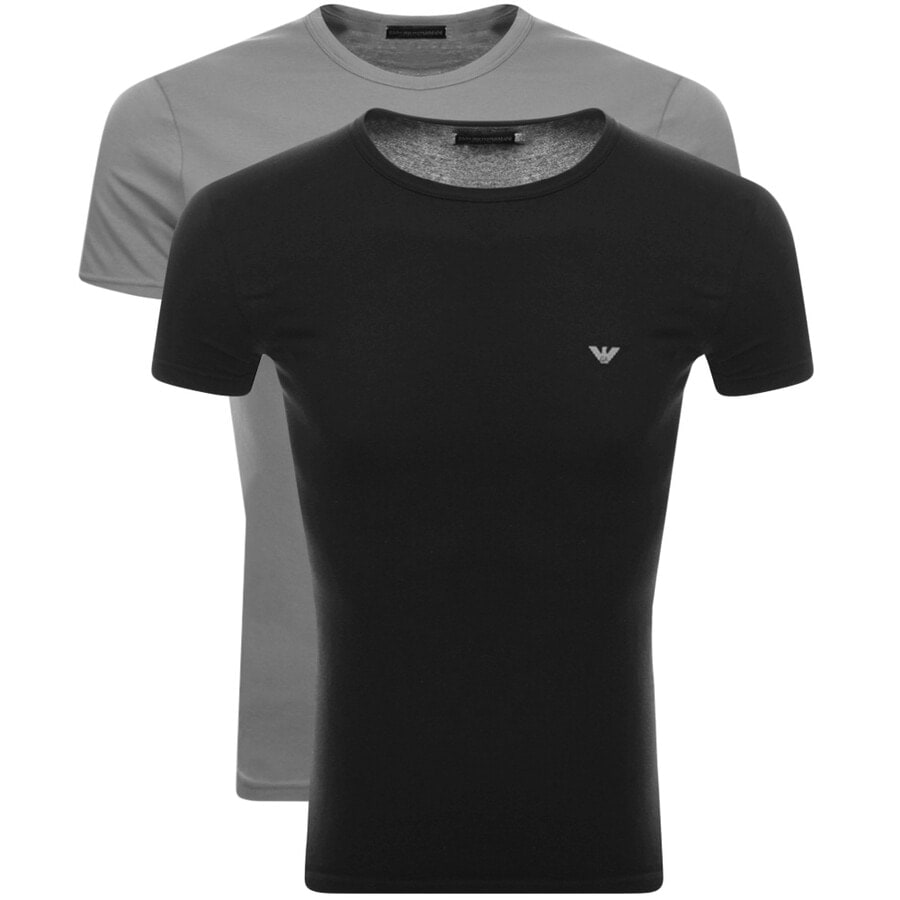 Emporio Armani 2 Pack Lounge T Shirts Black | Mainline Menswear