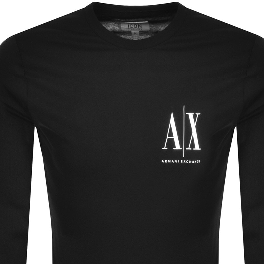 Alternative Image for ProductArmani Exchange Long Sleeve Logo T Shirt Black2