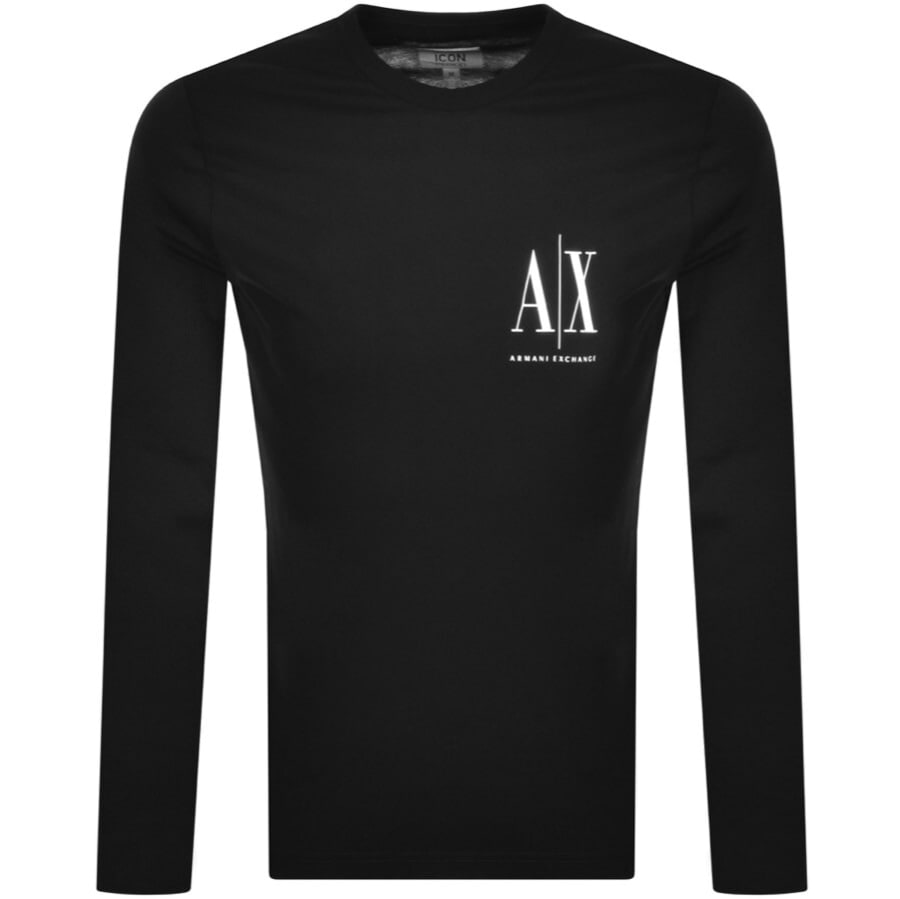 Alternative Image for ProductArmani Exchange Long Sleeve Logo T Shirt Black1