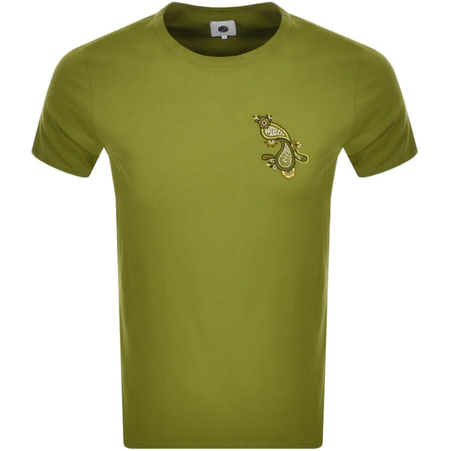 Alternative Image for ProductPretty Green Paisley Print Logo T Shirt Khaki1