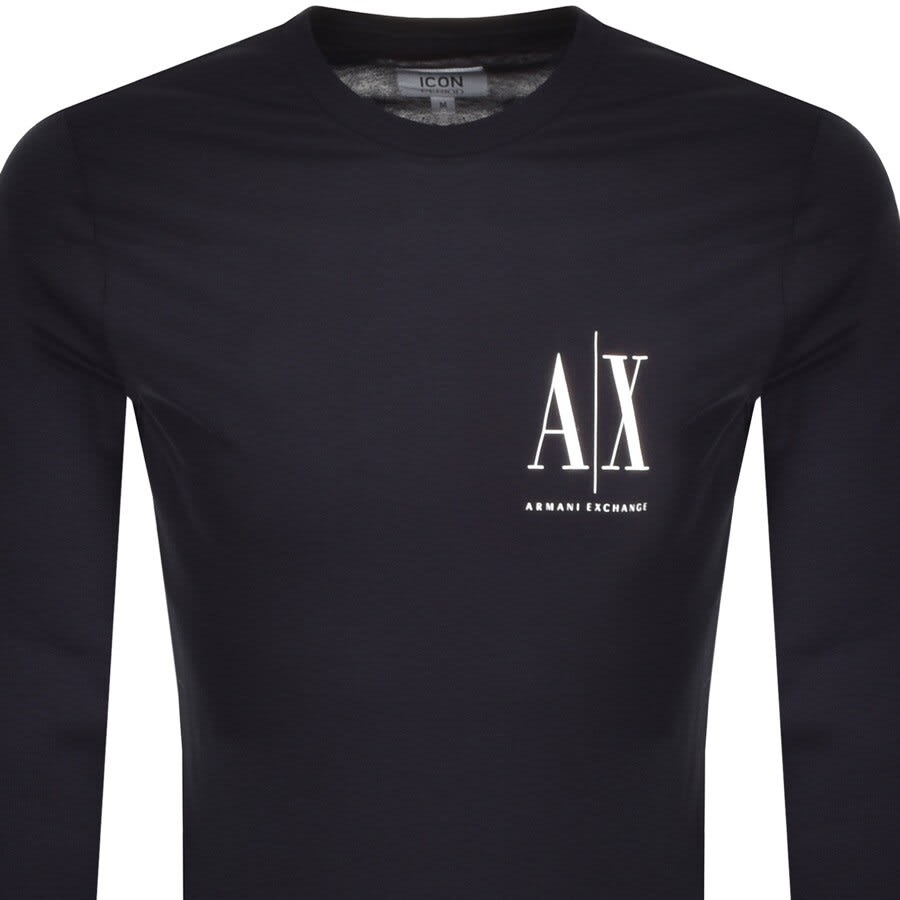 Alternative Image for ProductArmani Exchange Long Sleeve Logo T Shirt Navy2
