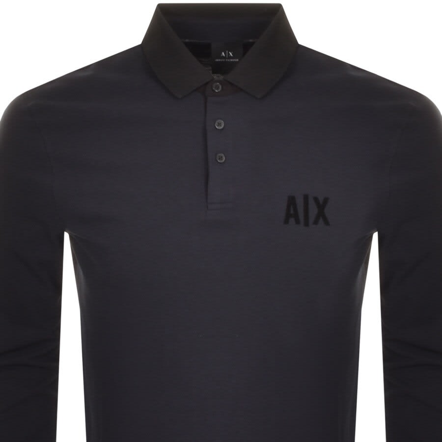 Alternative Image for ProductArmani Exchange Long Sleeve Polo T Shirt Navy2