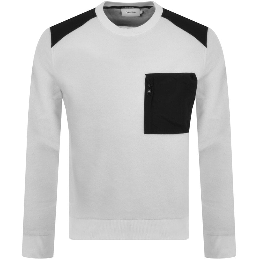 Alternative Image for ProductCalvin Klein Mix Media Wool Sweatshirt White1