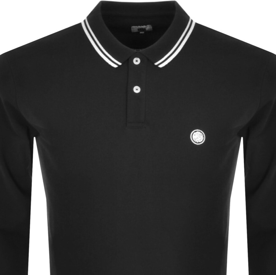 Alternative Image for ProductPretty Green Barton Long Sleeve Polo T Shirt Black2