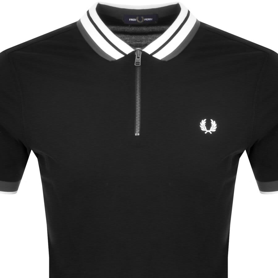 Alternative Image for ProductFred Perry Half Zip Polo T Shirt Black2