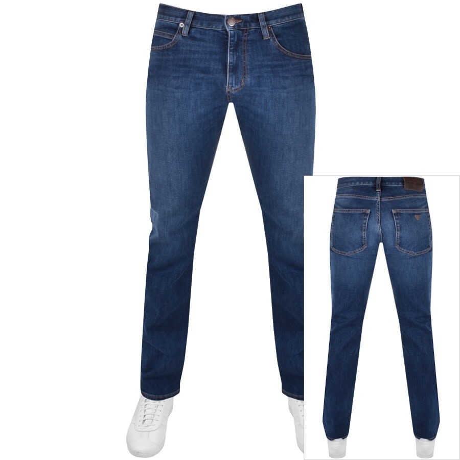 Disco væv koks Emporio Armani J45 Regular Jeans Mid Wash Navy | Mainline Menswear United  States