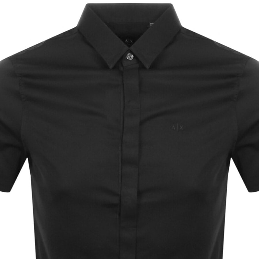 Alternative Image for ProductArmani Exchange Slim Fit Short Sleeved Shirt Black2