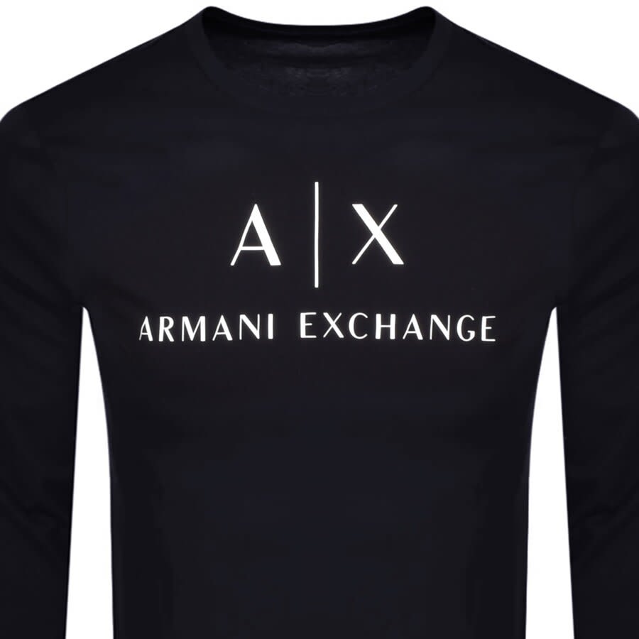 Alternative Image for ProductArmani Exchange Long Sleeve Logo T Shirt Navy2