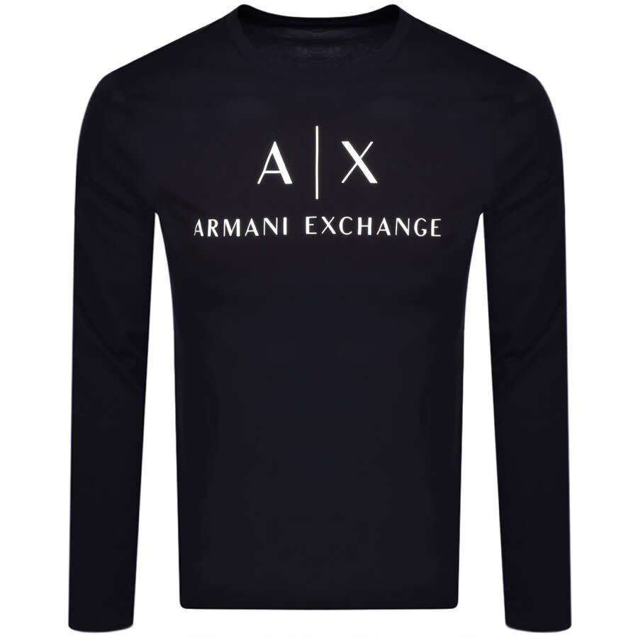 Alternative Image for ProductArmani Exchange Long Sleeve Logo T Shirt Navy1