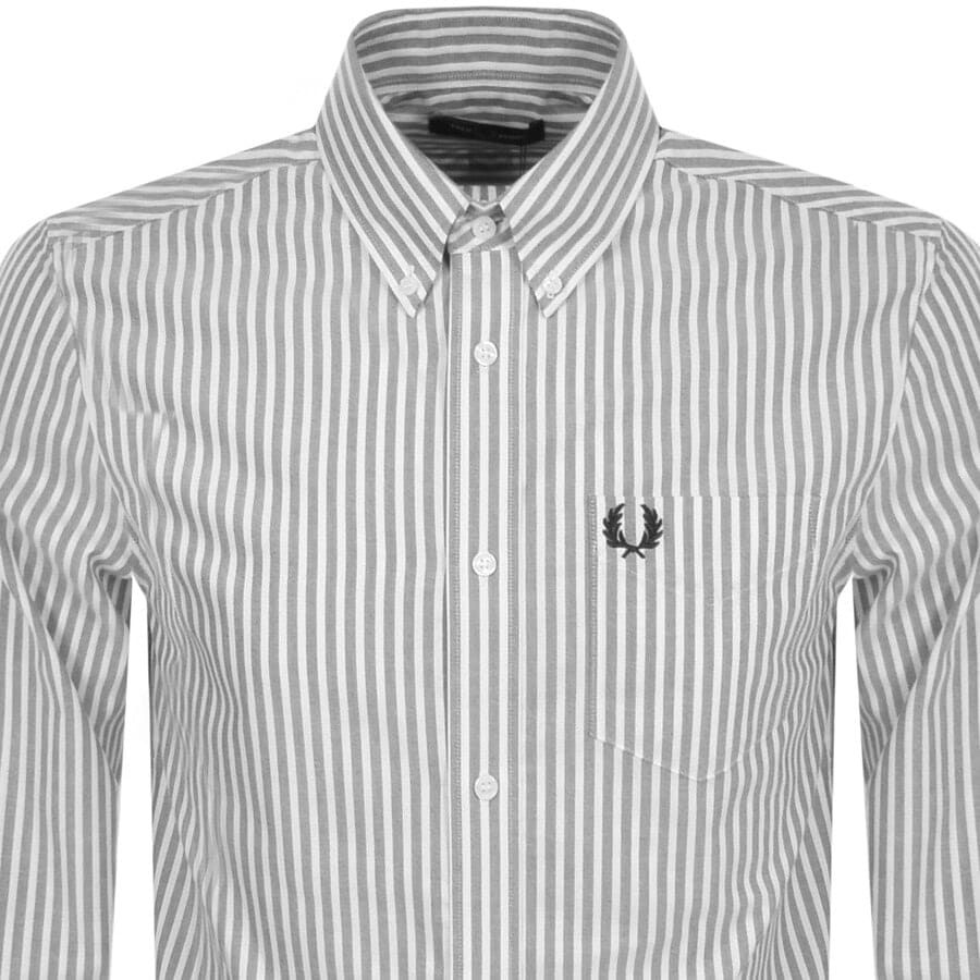 Alternative Image for ProductFred Perry Striped Oxford Long Sleeve Shirt White2