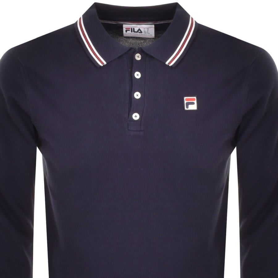 Alternative Image for ProductFila Vintage Long Sleeve Polo T Shirt Navy2