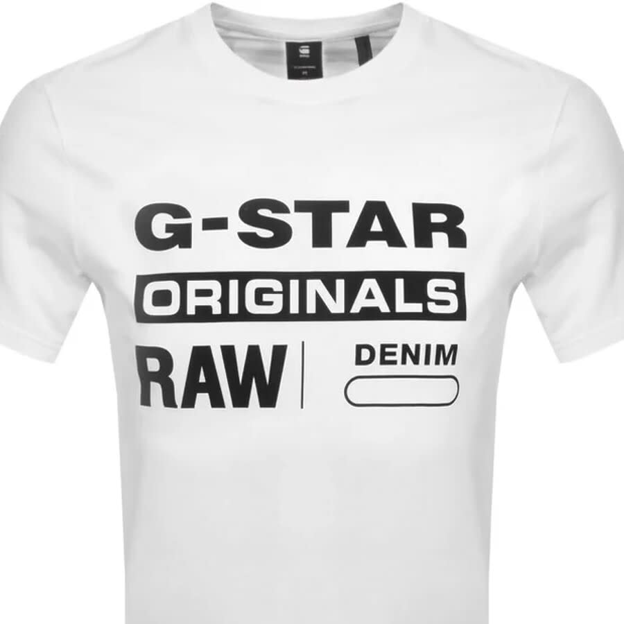 Alternative Image for ProductG Star Raw Logo T Shirt White2