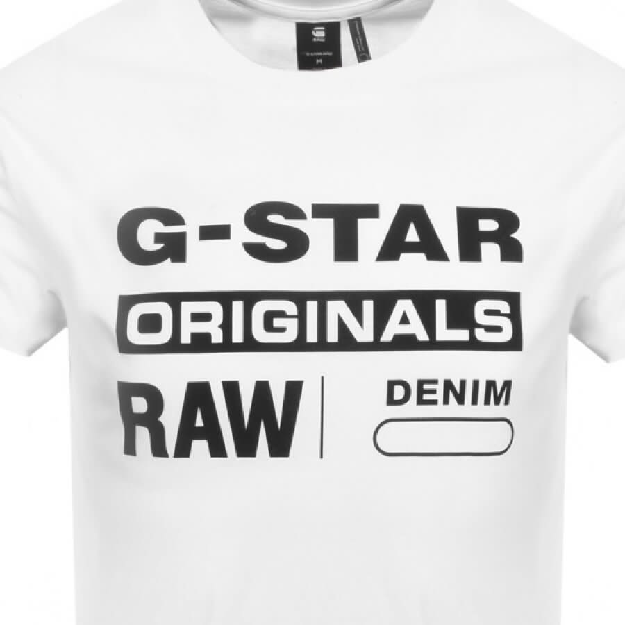 Alternative Image for ProductG Star Raw Logo T Shirt White3