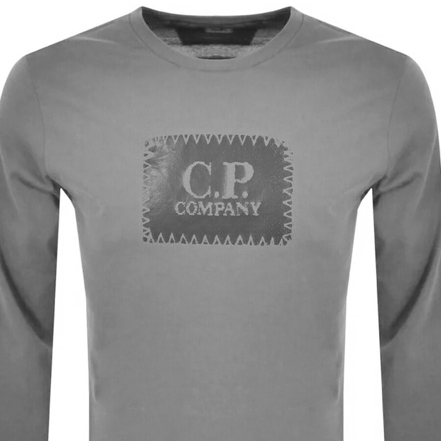 Alternative Image for ProductCP Company Long Sleeve Logo T Shirt Grey2