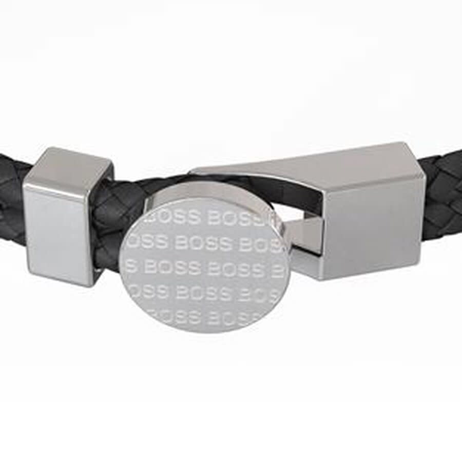 Alternative Image for ProductBOSS Braided Leather Bracelet Black2